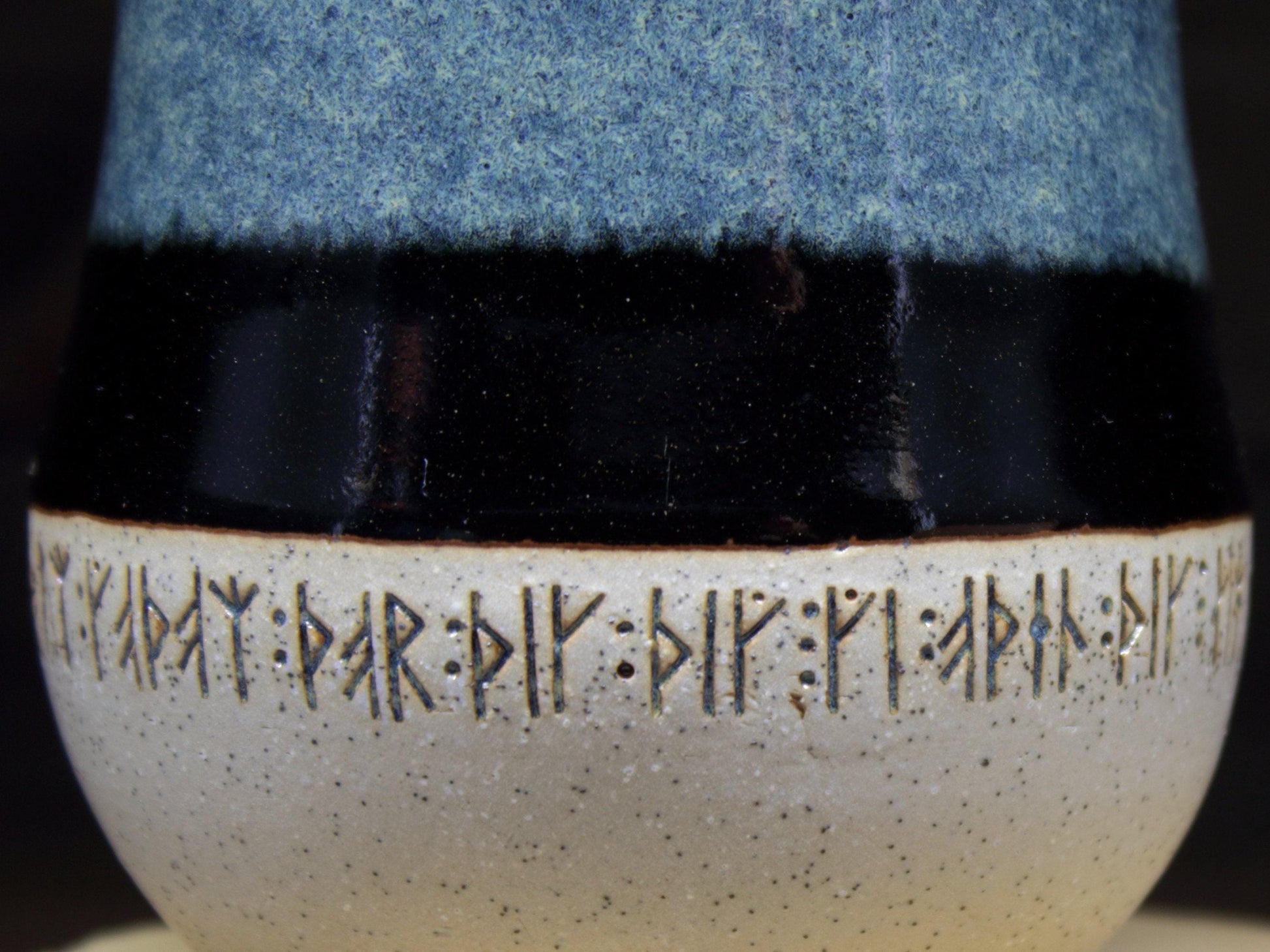 Viking Mug - Handmade Viking mug with runic inscriptions about the Norse gods, Norwegian style