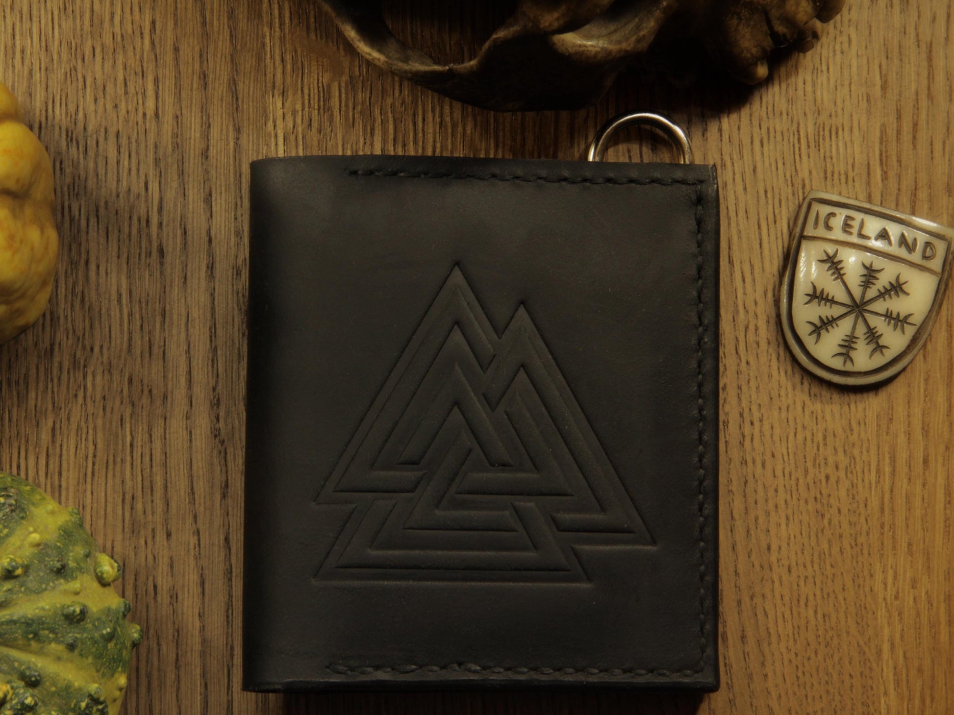 Viking Thor's Hammer Leather Accessory - Mjolnir & Jormungandr Leather Wallet: Viking Mythology