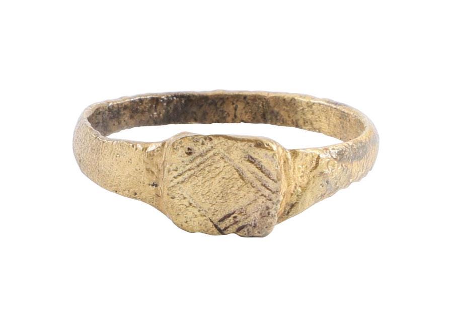 Viking Ring - Handcrafted Norse Gold Ring with Ornament, Ancient Norse Jewelry Reconstruction