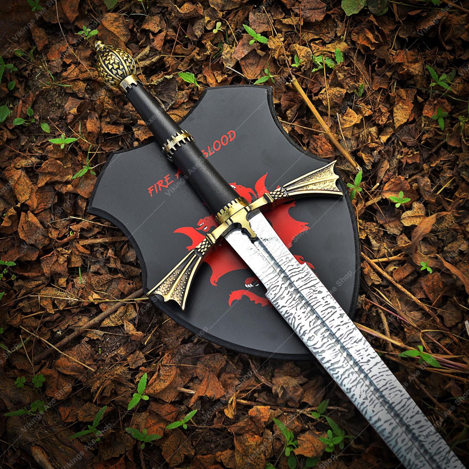 Viking Costume & LARP - Hand Crafted Northmen Damascus Steel Viking Sword, Custom Handmade Blade