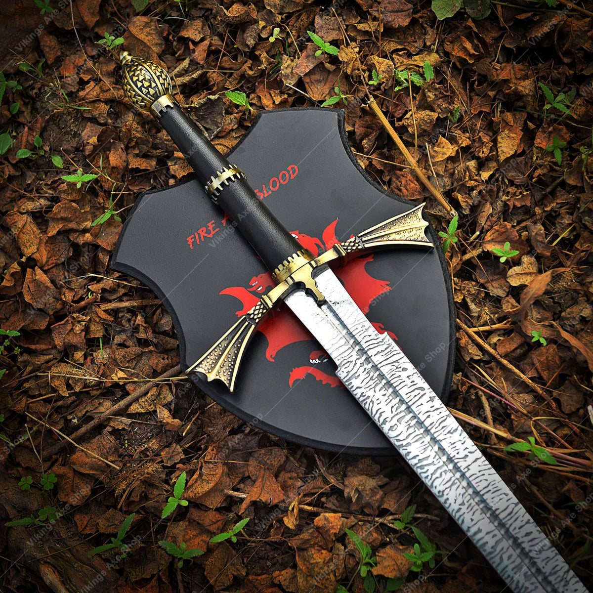 Viking Weapon Replica - Northmen Sword Hand Forged Damascus Steel, Medieval Viking Long Sword, Wall