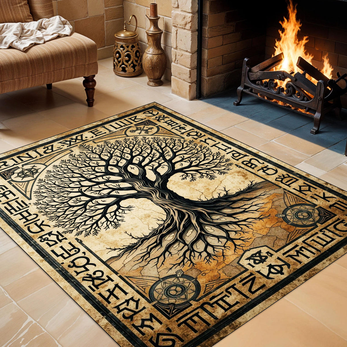 Viking Yggdrasil Tree of Life Blanket - Yggdrasil Minky Large Blanket 60x80, Tree of Life Throw