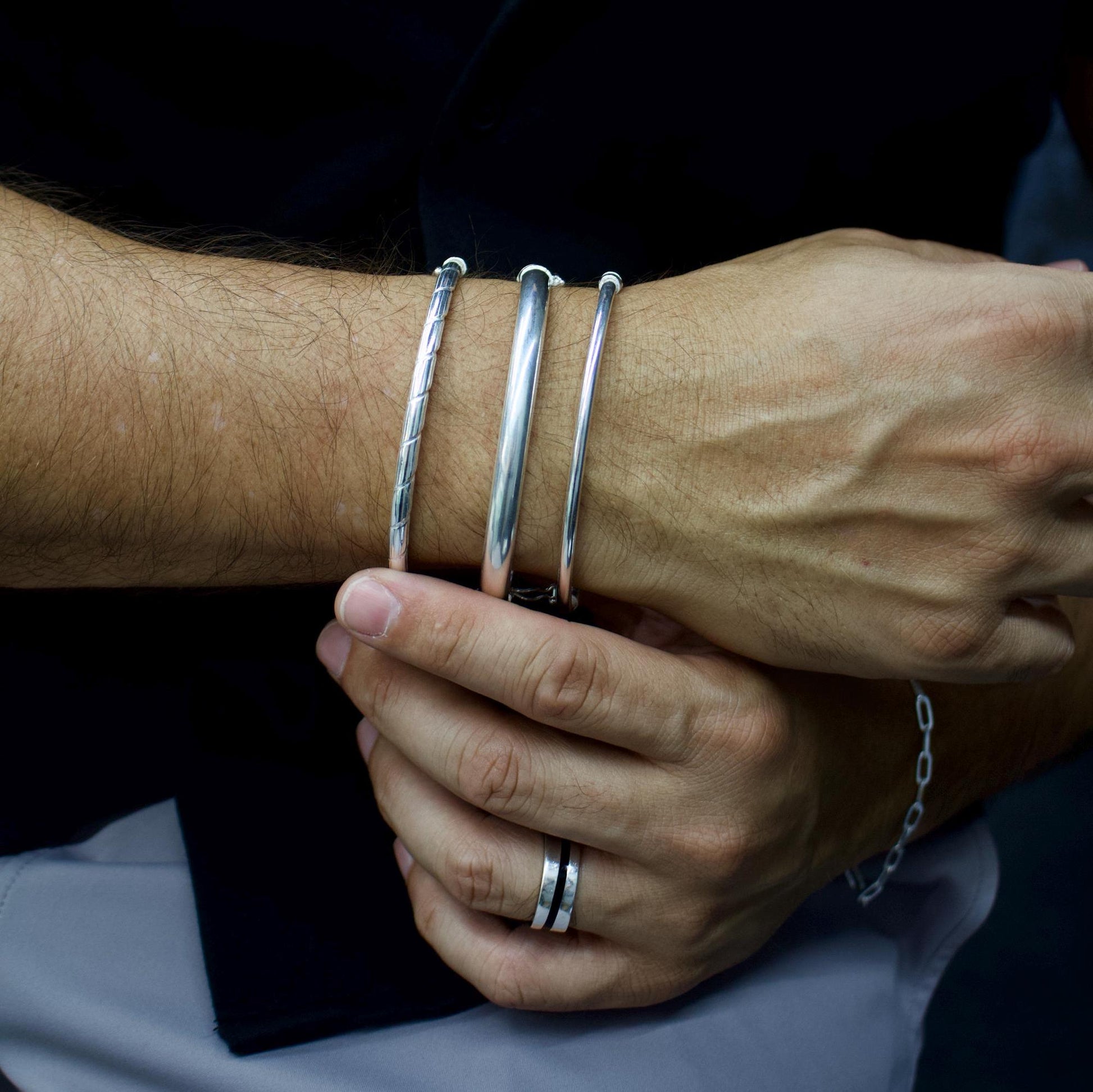 Viking Bracelet - Mens Leather Cuff Bracelet, Celtic Engraved Sterling Silver Braided Viking Norse