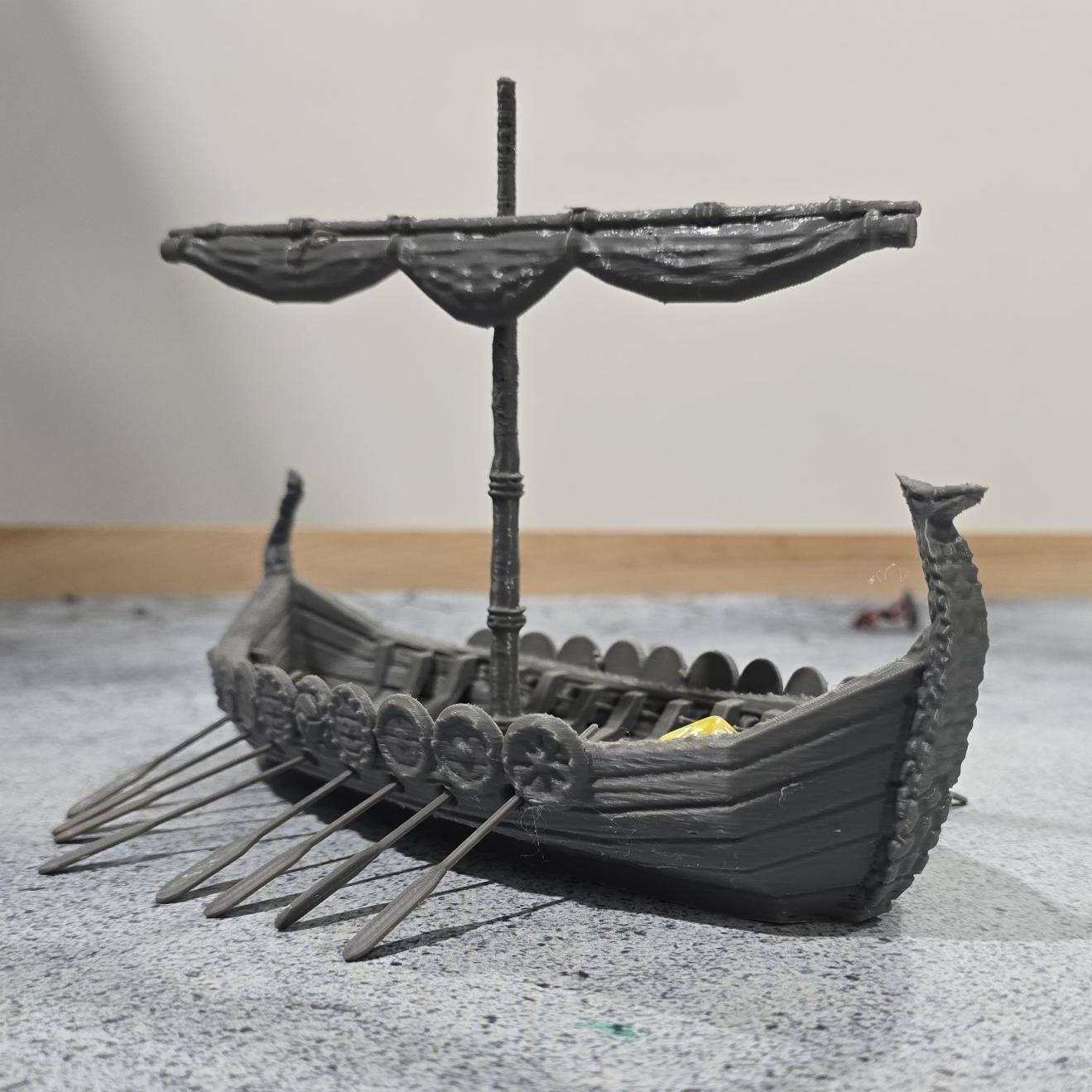 Viking Home Decor - Viking Ship Wooden Sculpture, Nordic Longboat Table Decor, Medieval Boat