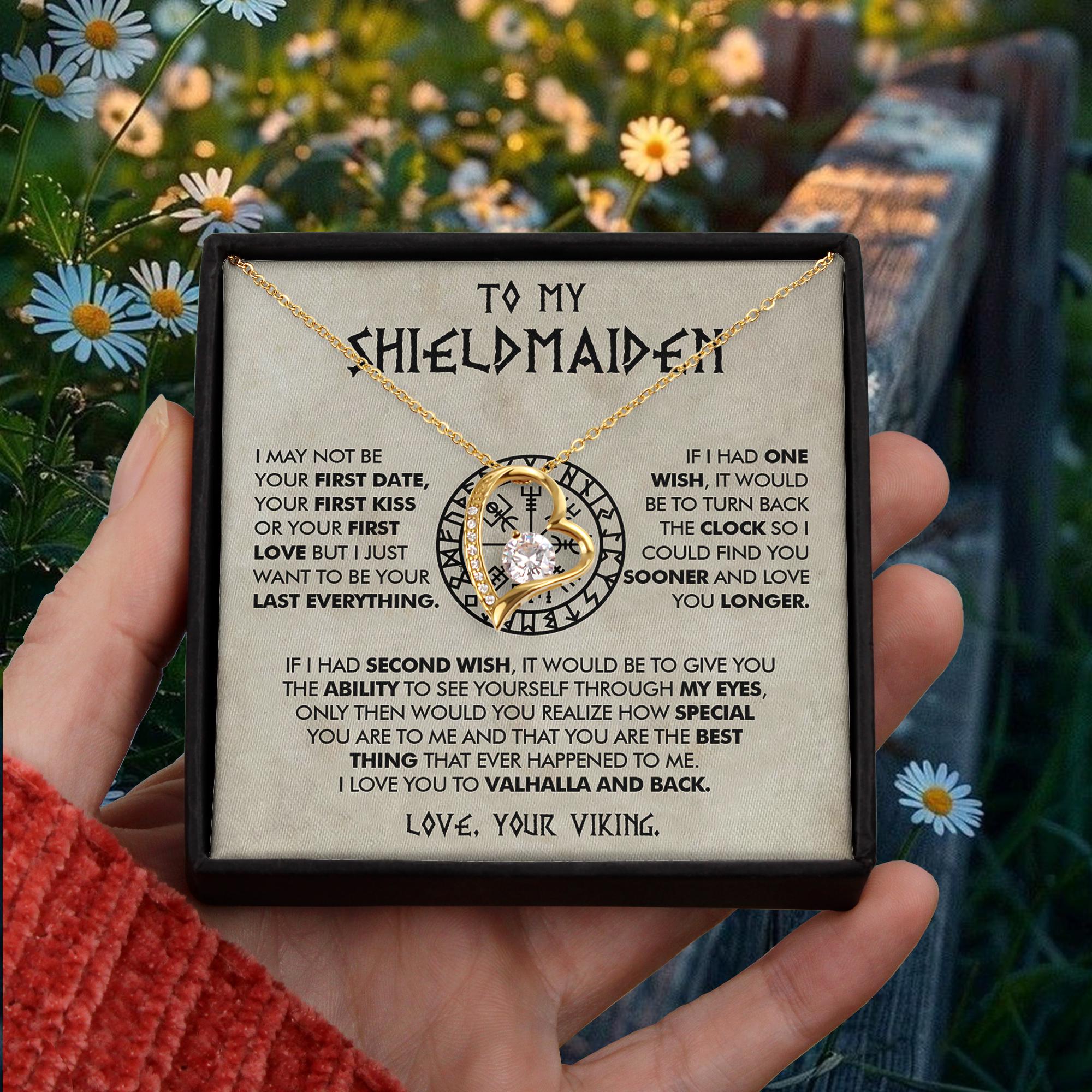 Viking Necklace - To My Shieldmaiden Necklace Gift, Viking Jewelry Gift with Message Card, Birthday