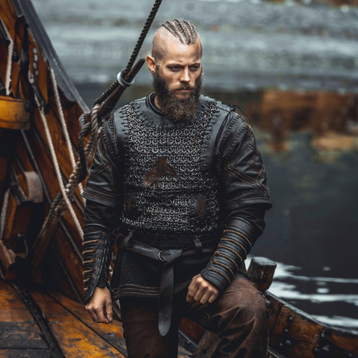 Viking Jacket - Medieval Viking Leather Coat, Fur Collar, Norse Warrior Jacket, Renaissance Fair