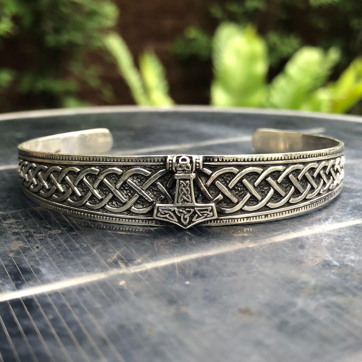 Viking Thor's Hammer Bracelet - Handcrafted 925 Sterling Silver Thor's Hammer Viking Mjolnir Celtic