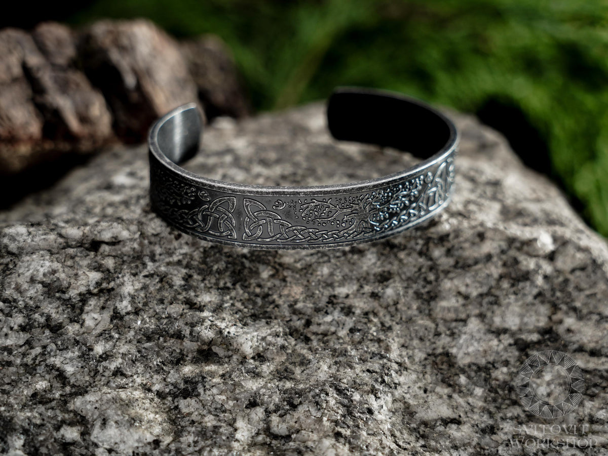 Viking Rune Bracelet - Vintage Viking Rune Bracelet, Norse Rune Mens Cuff – Nordic Bangle Pagan