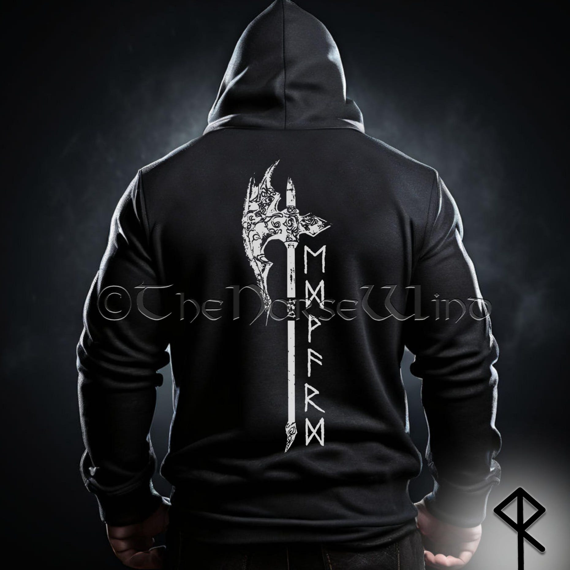 Viking Odin Hoodie for Men, Norse God Warrior Pullover