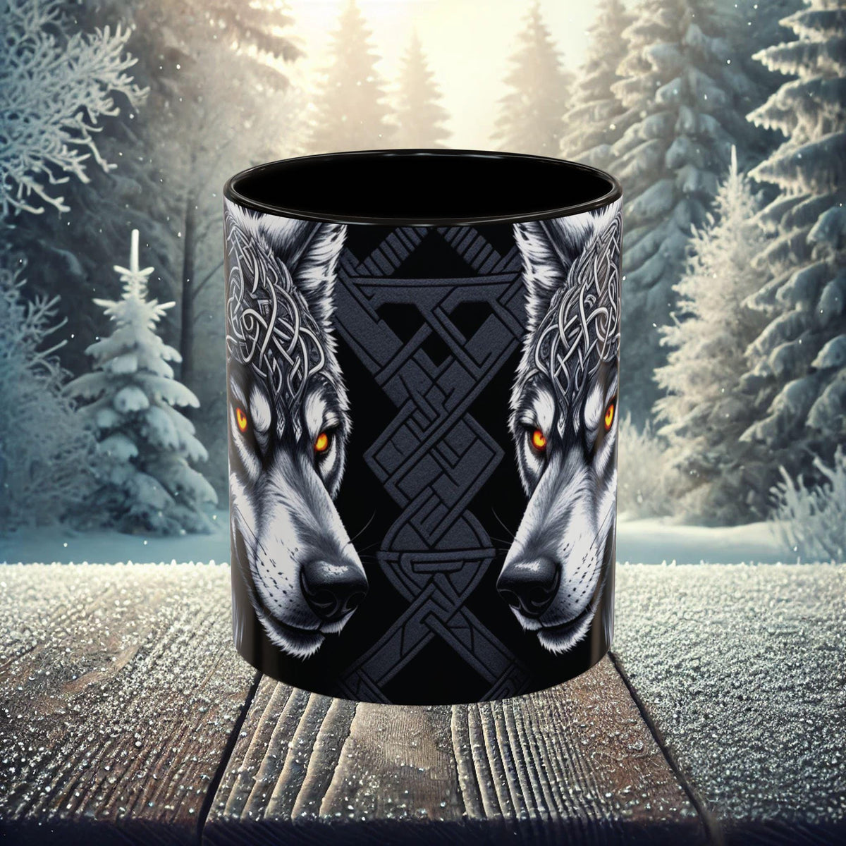 Viking Wolf Mug - Medieval Fantasy Beer Mug – Embossed Ceramic Tankard with Wolf Crest, Large