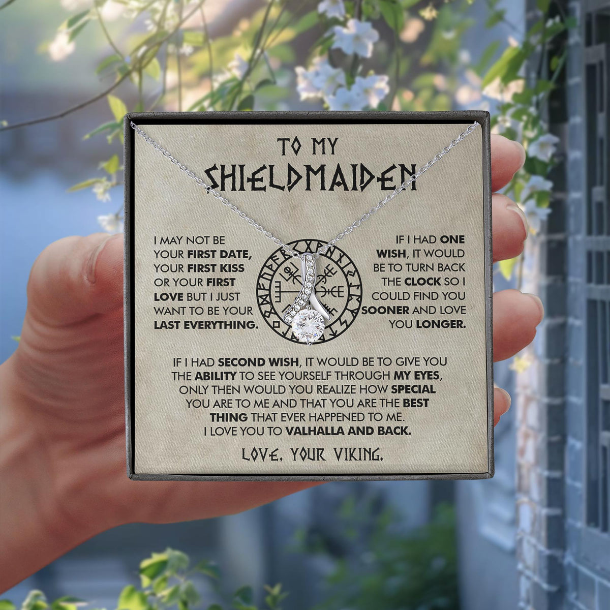 Viking Necklace - To My Shieldmaiden Necklace Gift, Viking Jewelry Gift with Message Card, Birthday