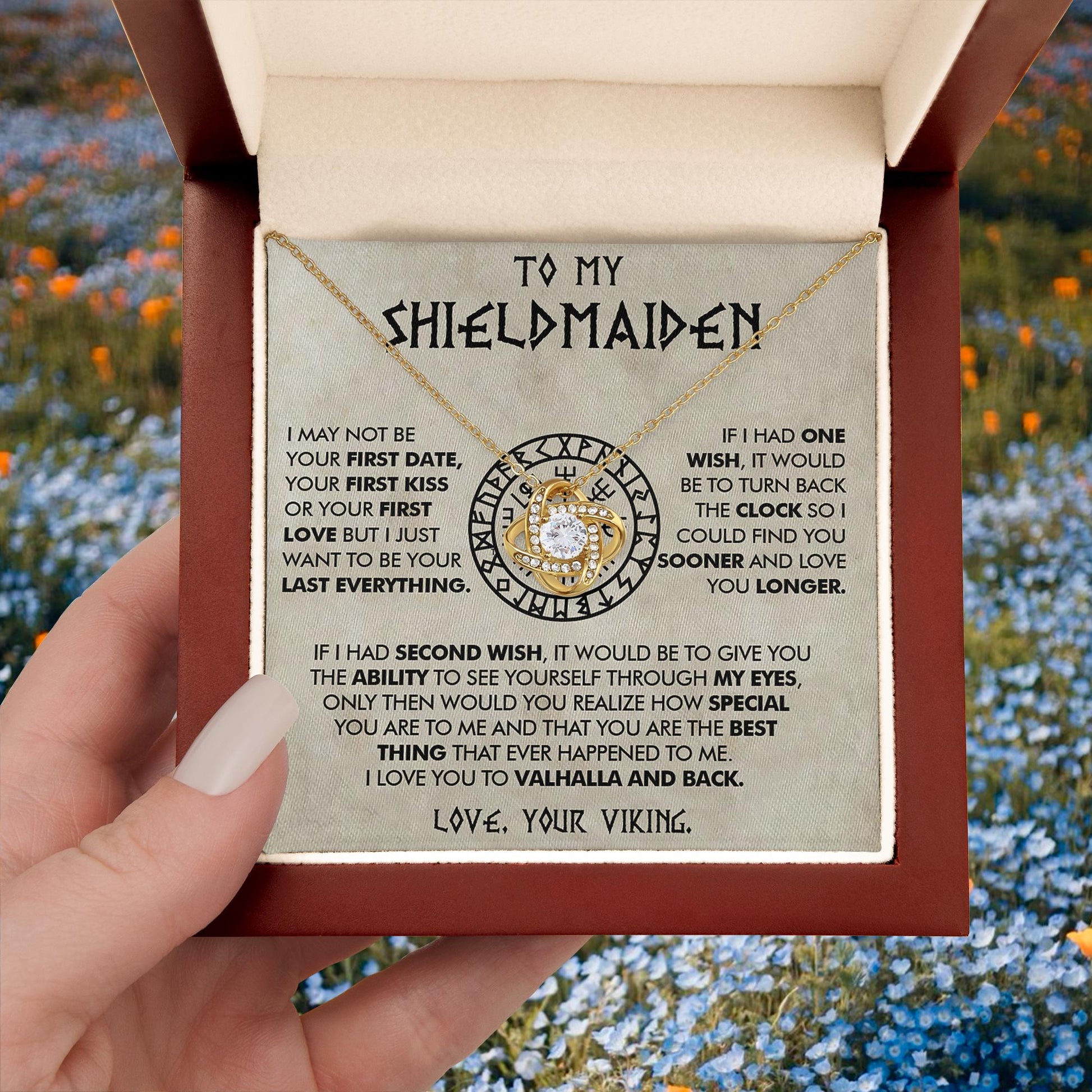 Viking Necklace - To My Shieldmaiden Necklace Gift, Viking Jewelry Gift with Message Card, Birthday