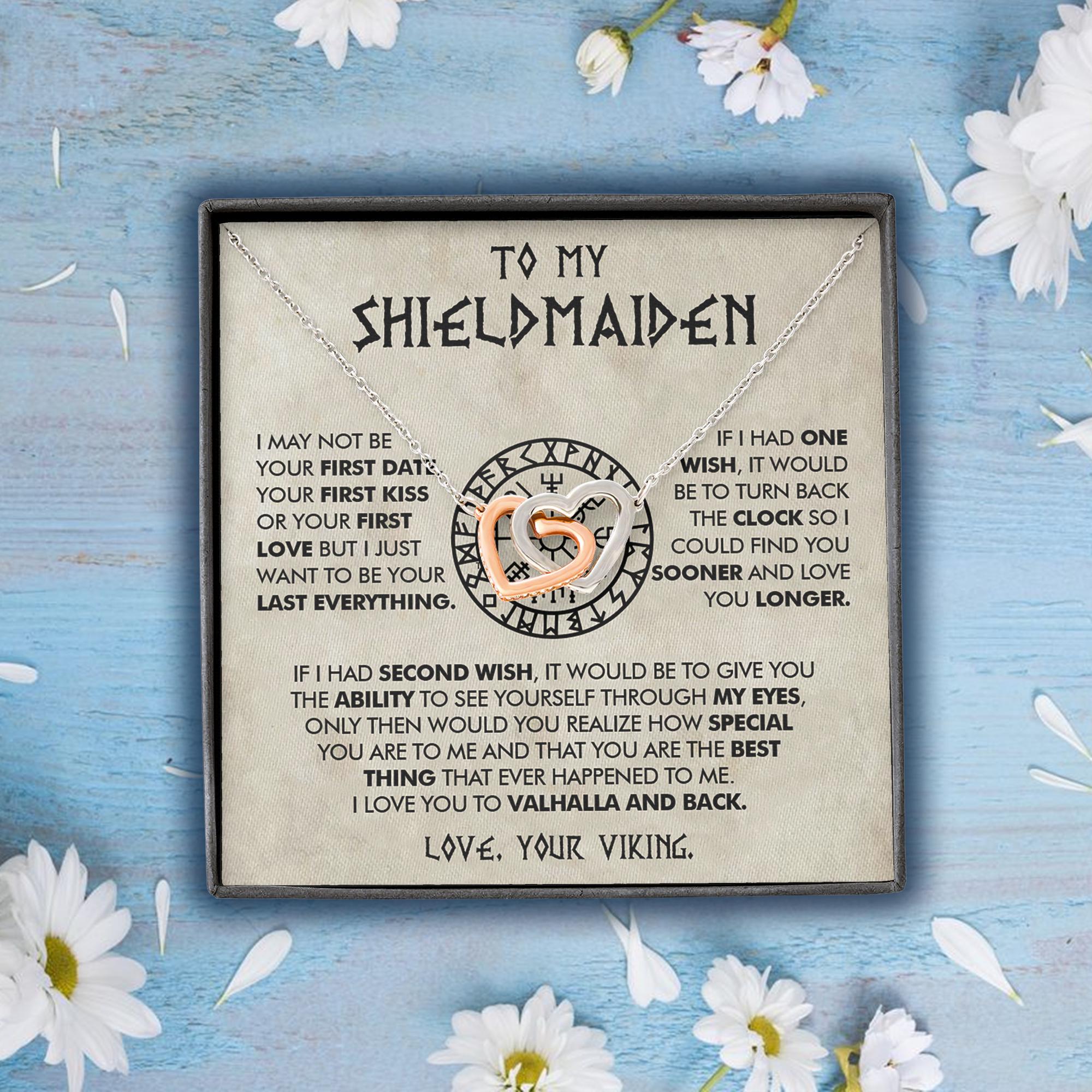Viking Necklace - To My Shieldmaiden Necklace Gift, Viking Jewelry Gift with Message Card, Birthday