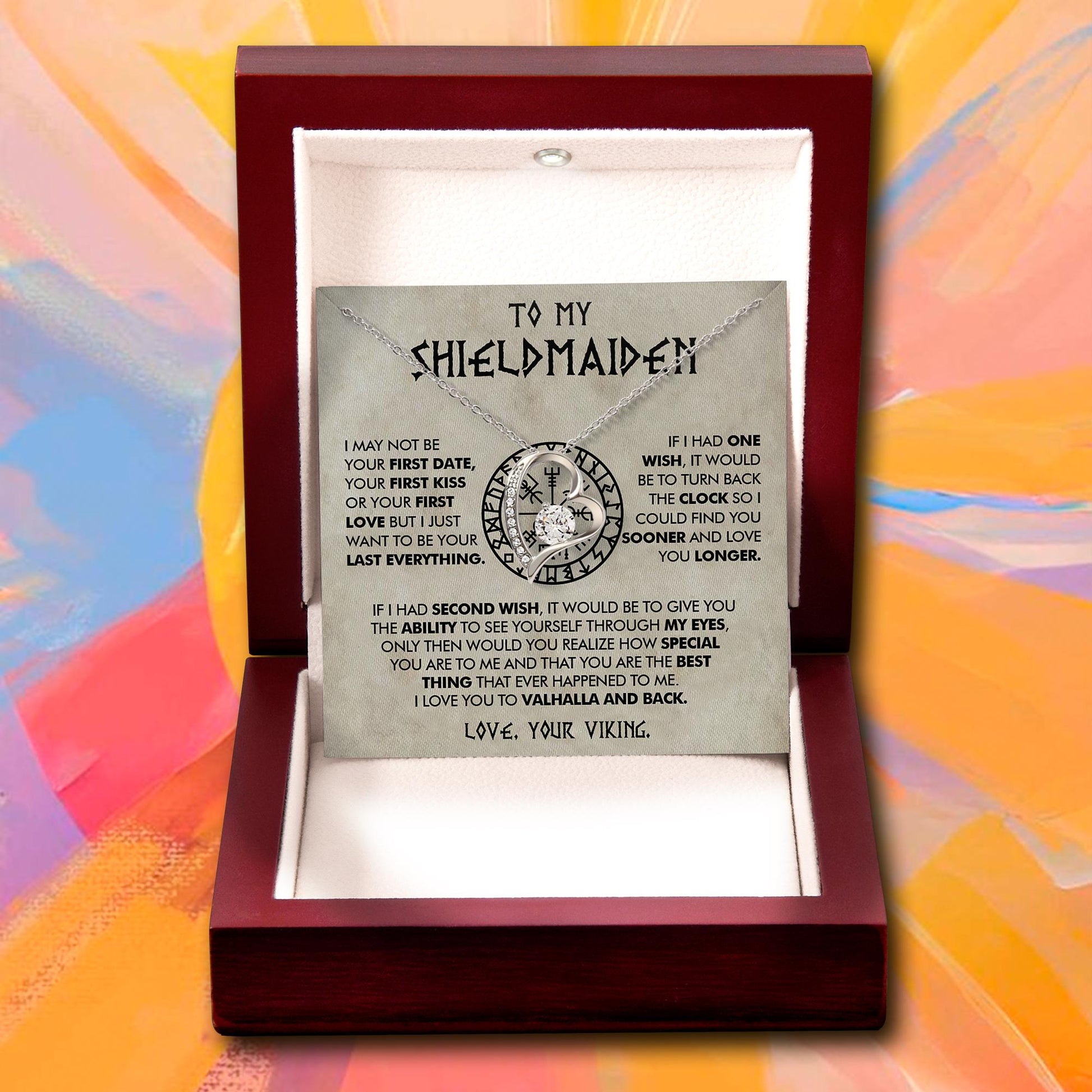Viking Necklace - To My Shieldmaiden Necklace Gift, Viking Jewelry Gift with Message Card, Birthday