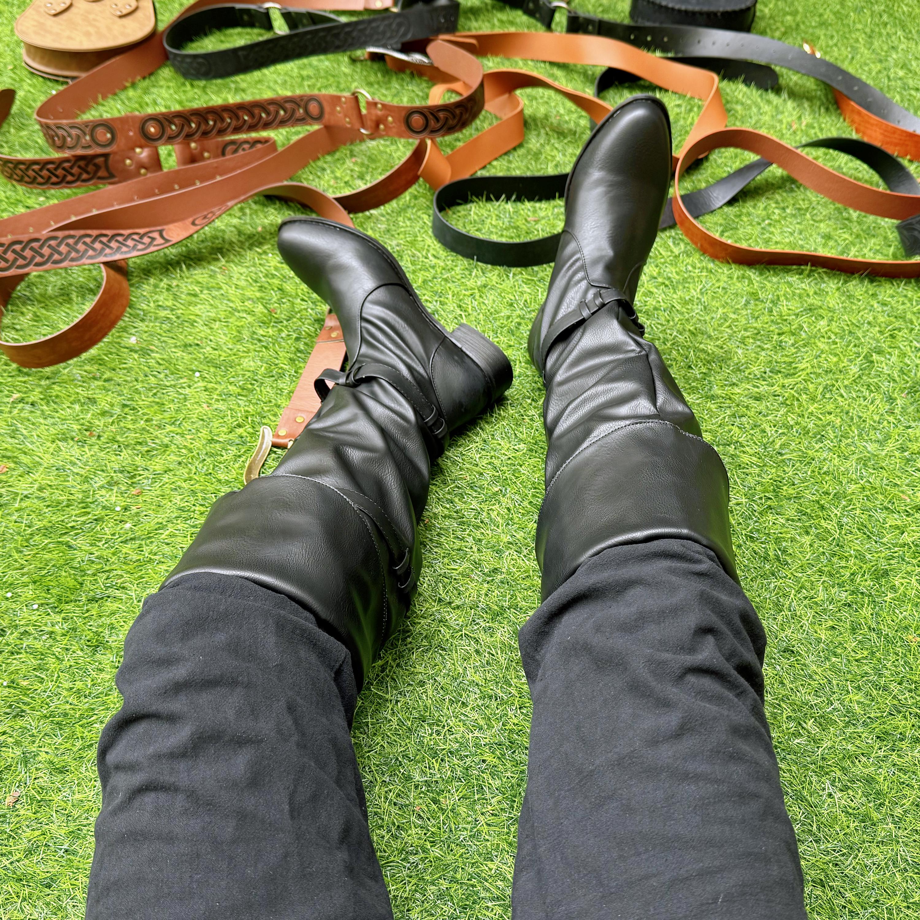 Viking Boots - Medieval Knee High Leather Boots – Renaissance Boots, LARP Footwear, Viking Boots