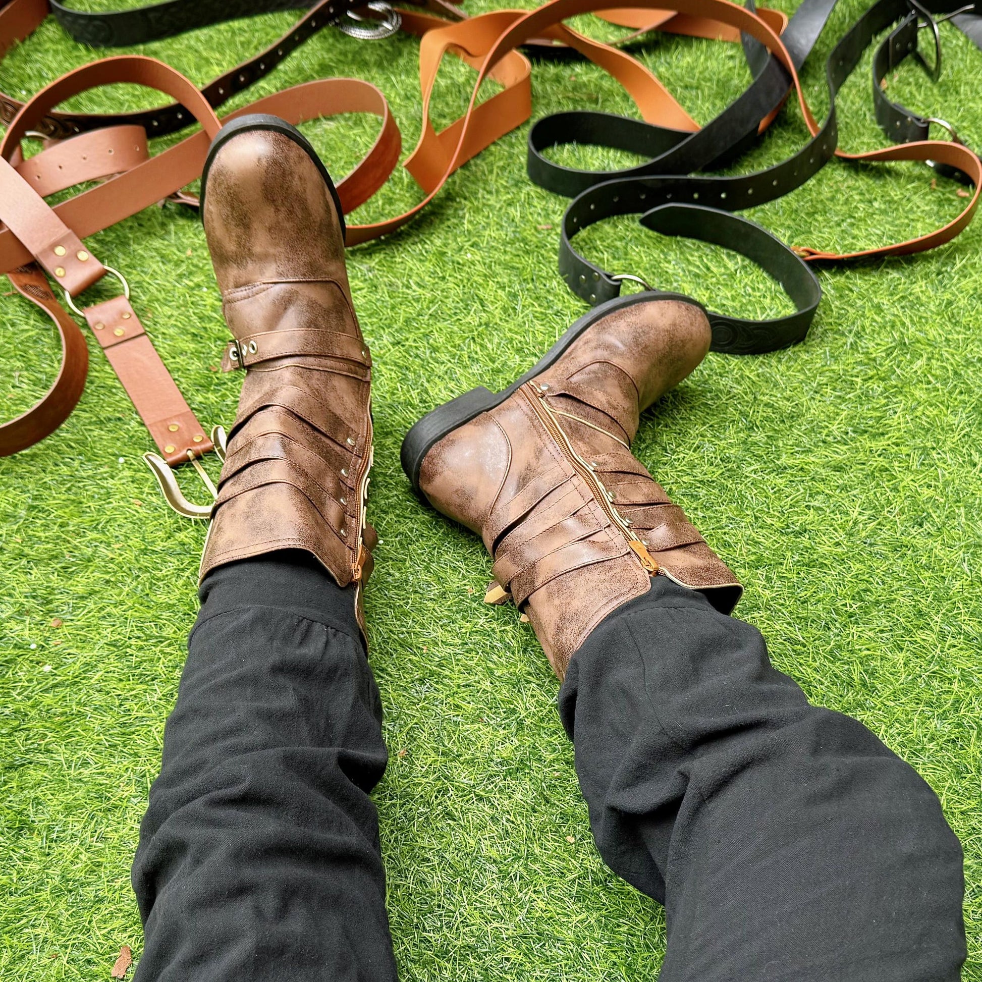 Viking Boots - Medieval Knee High Leather Boots – Renaissance Boots, LARP Footwear, Viking Boots