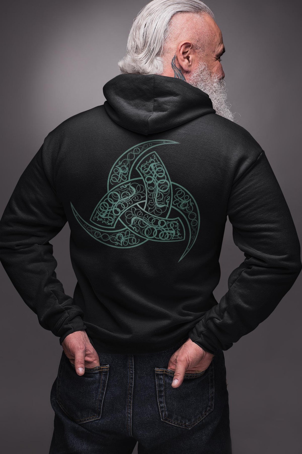 Viking Vegvisir Compass Hoodie - Runic Vegvisir Trident Hoodie - Norse Mythology, CoolMax Lined