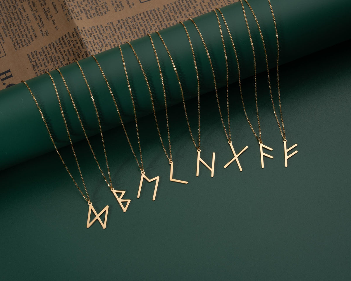 Viking Rune Necklace - Viking Runes Charm Necklace, Viking Letters Personalized, Viking Norse