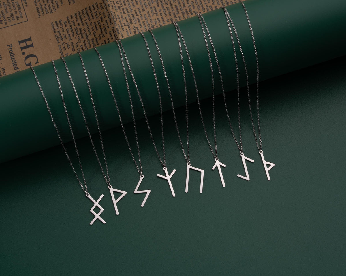 Viking Rune Necklace - Viking Runes Charm Necklace, Viking Letters Personalized, Viking Norse