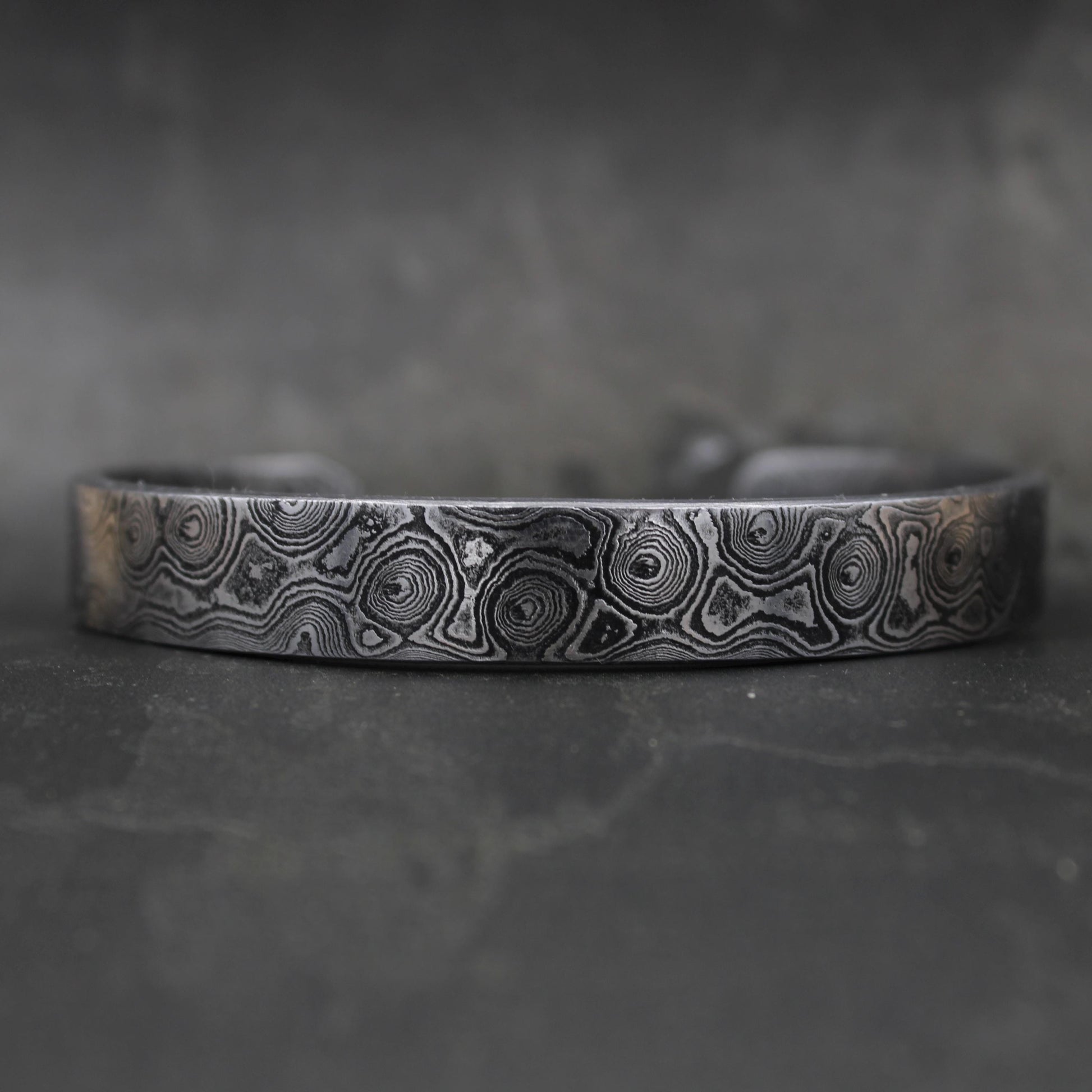 Viking Bracelet - Hand Forged Damascus Steel Cuff Bracelet with Copper Inlay Viking Bangle, Modern