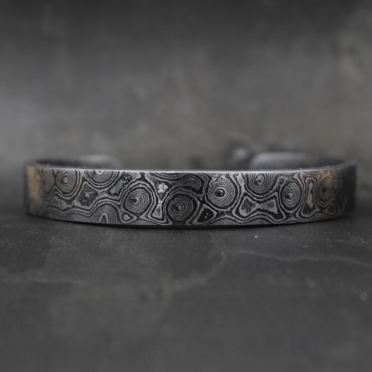 Viking Bracelet - Hand Forged Damascus Steel Cuff Bracelet with Copper Inlay Viking Bangle, Modern