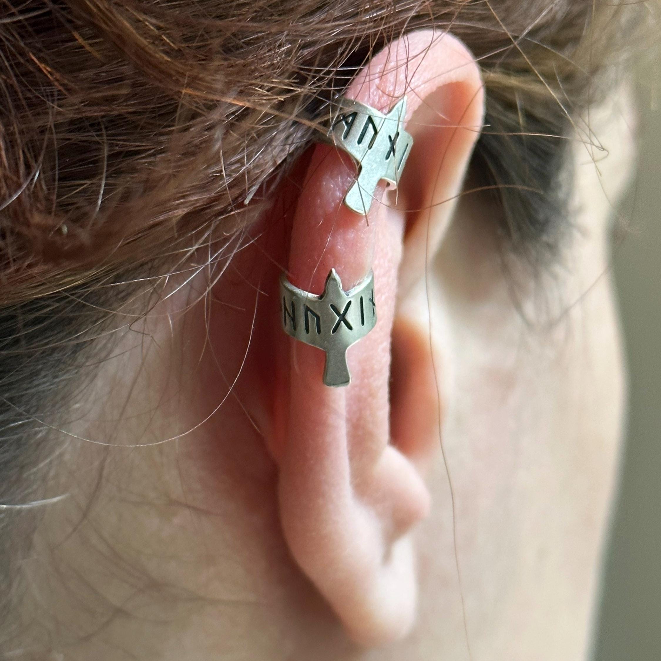 Viking Odin Jewelry Accessory - Ear Cuff Set - Huginn and Muninn - Odin's Ravens - Viking Jewelry