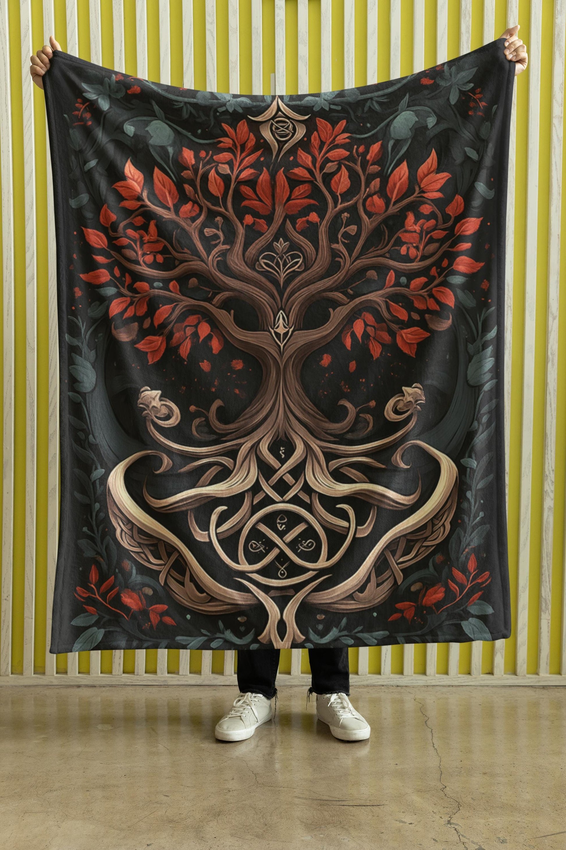 Viking Yggdrasil Tree of Life Blanket - Yggdrasil Minky Large Blanket 60x80, Tree of Life Throw