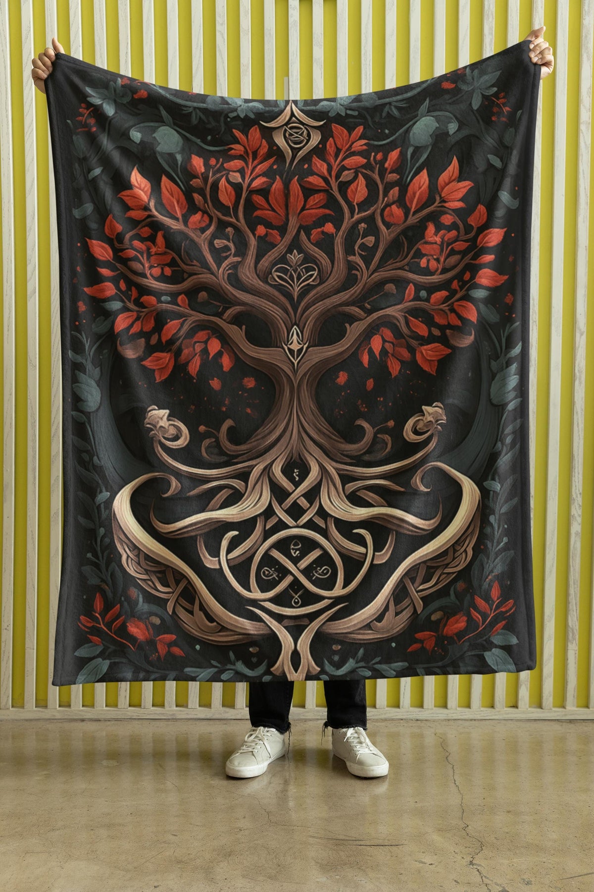 Viking Yggdrasil Tree of Life Blanket - Yggdrasil Minky Large Blanket 60x80, Tree of Life Throw