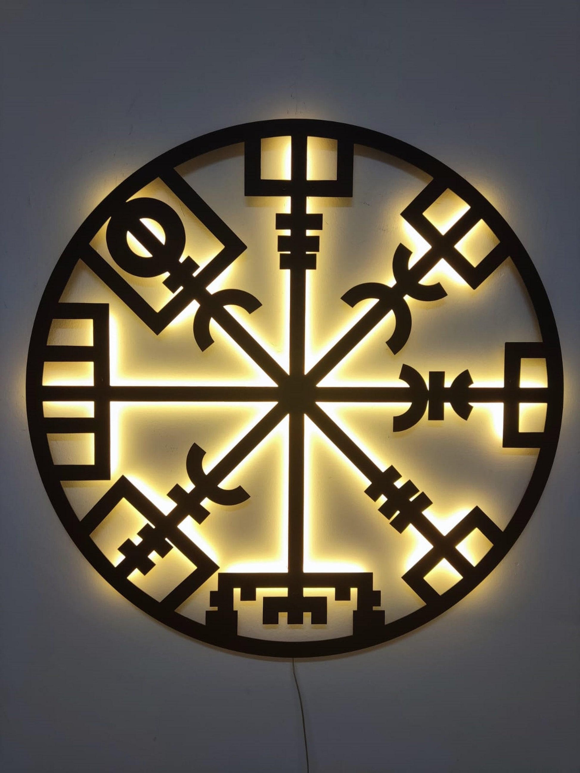 Viking Vegvisir Compass Blanket - Viking Vegvisir Wall Art Wooden Decor, Norse Compass Symbol Wall