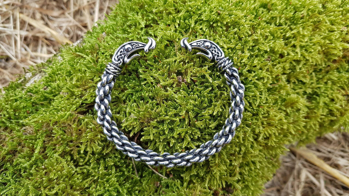 Viking Ring - Bronze Viking Dragon Knot Bracelet or Torc in the Mammen Art Style - Jewelry for Men