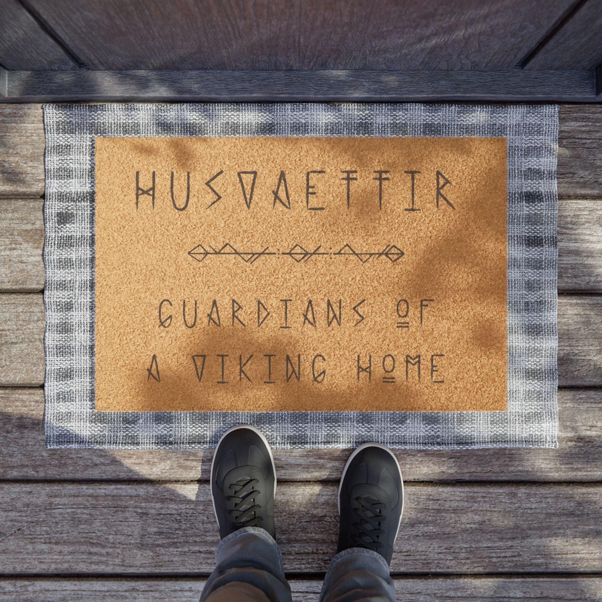 Viking Rug - Viking Axe Runner Rug, Nordic Warrior Black Gold Decor, Norse Myth Battle Axe Carpet