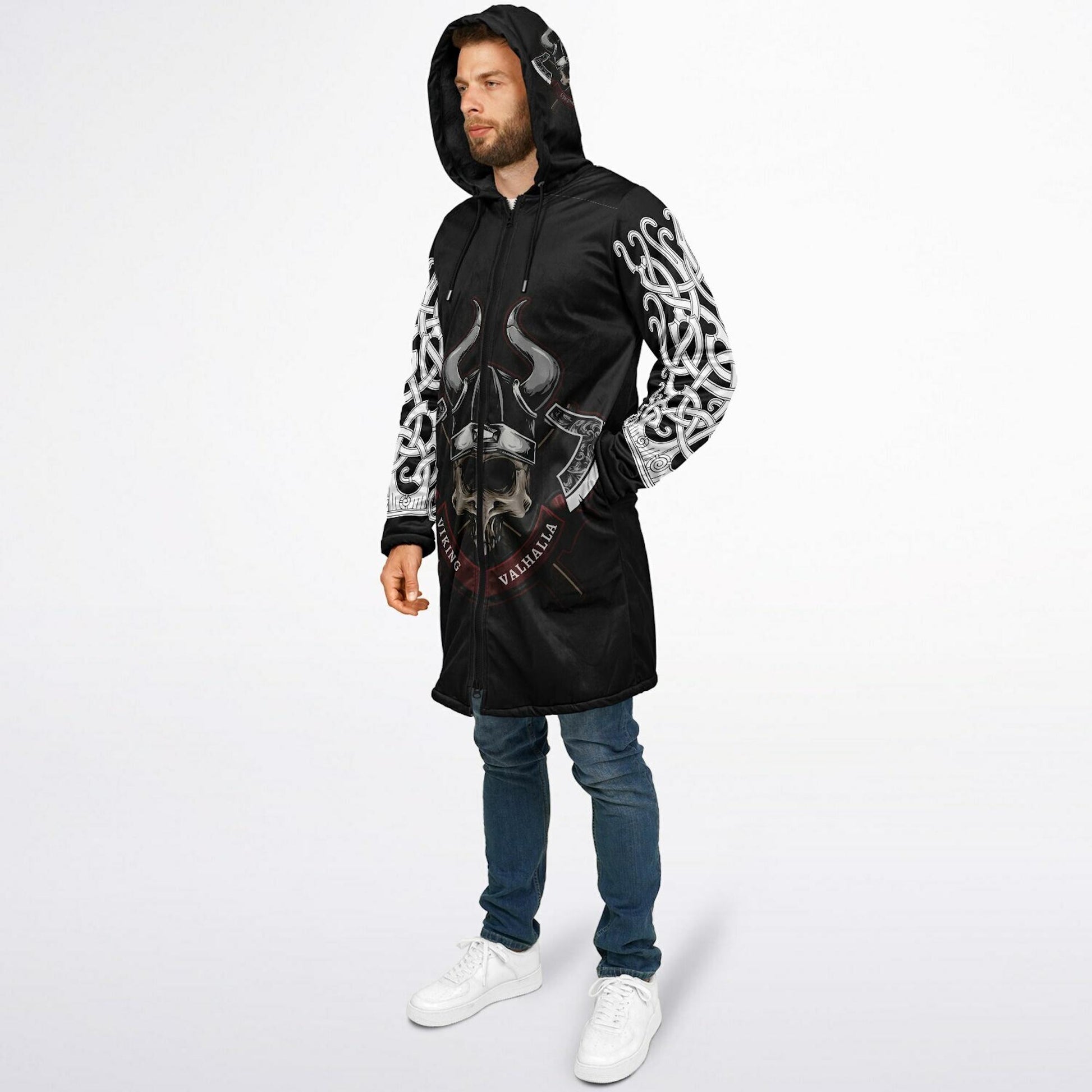 Viking Jacket - Viking Skull Hooded Jacket design with Zipper
