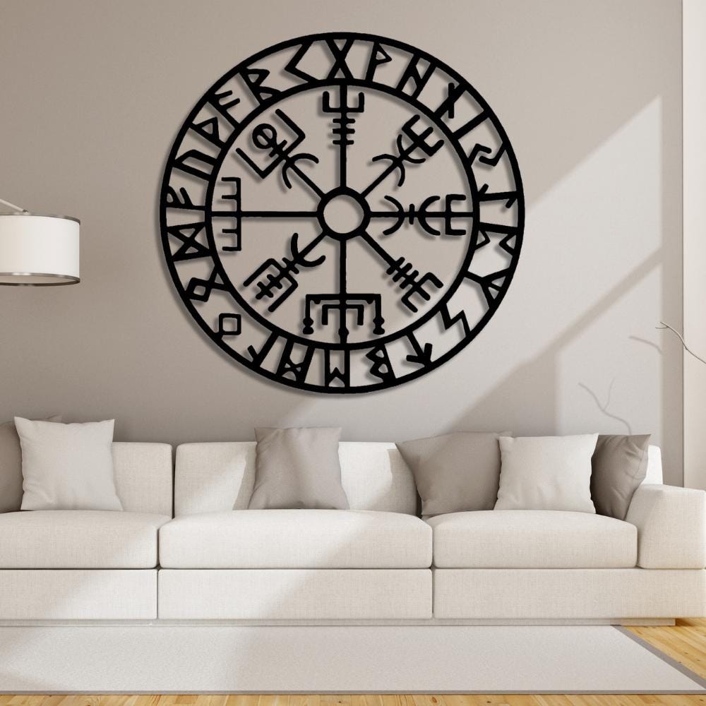 Viking Vegvisir Compass Blanket - Viking Vegvisir Wall Art Wooden Decor, Norse Compass Symbol Wall