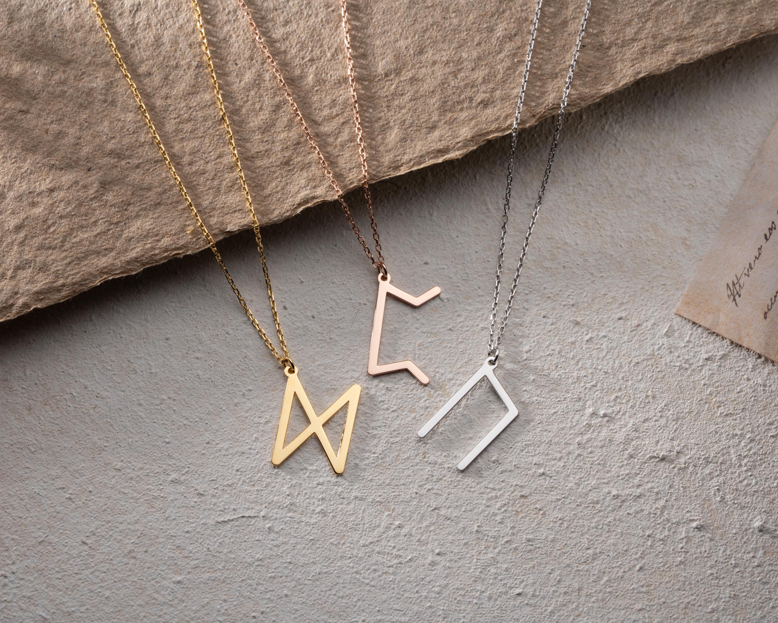 Viking Rune Necklace - Viking Runes Charm Necklace, Viking Letters Personalized, Viking Norse