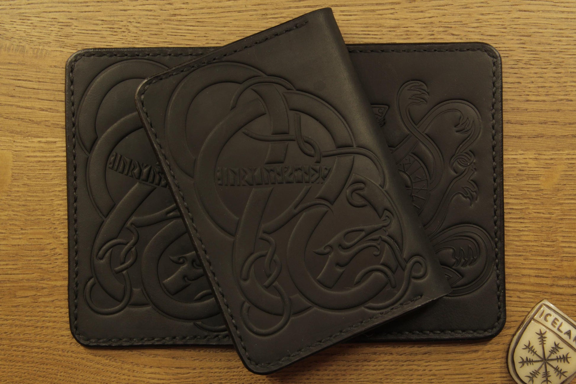 Viking Wolf Leather Accessory - Fenrir Leather Passport Cover: Personalized Viking Gift