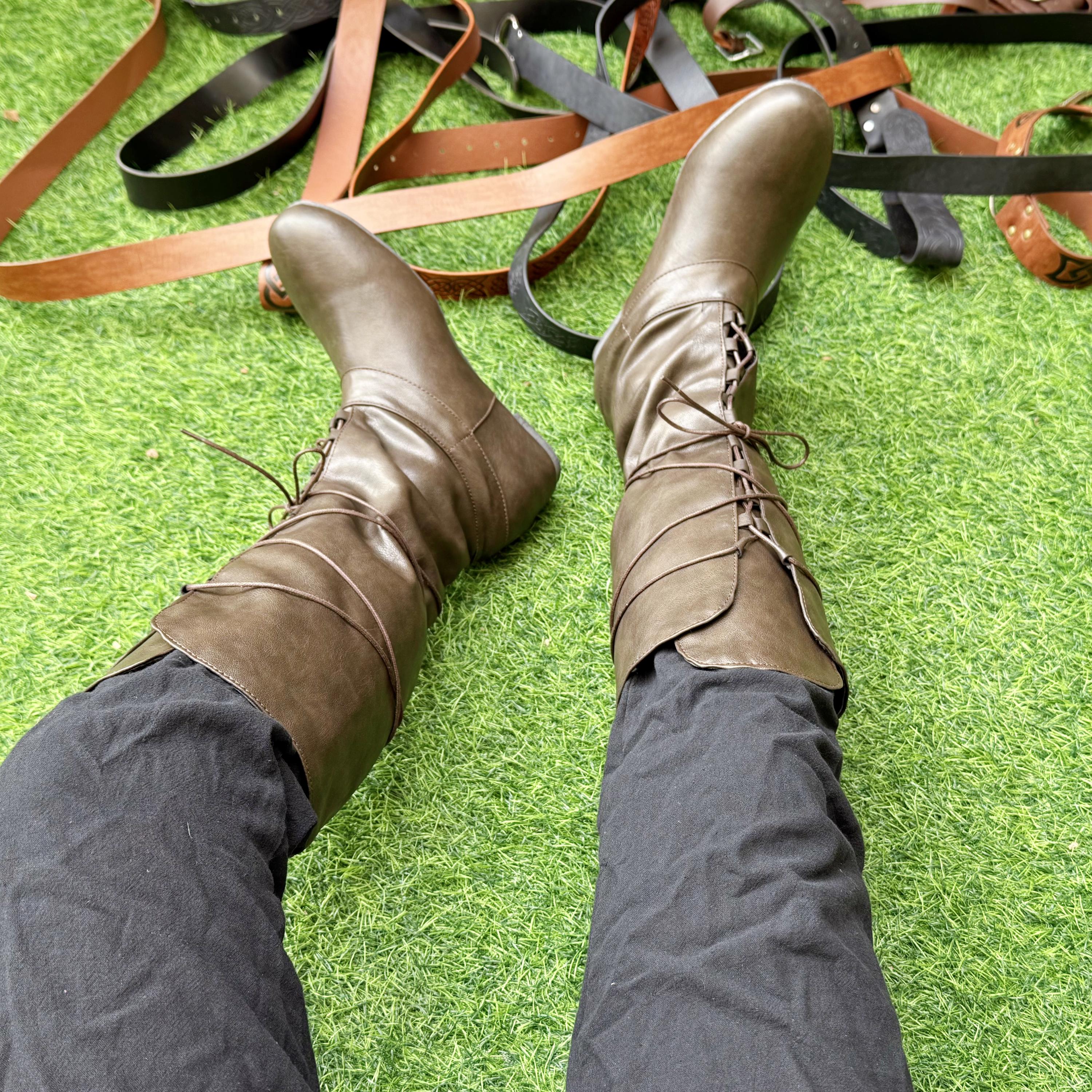 Viking Boots - Medieval Knee High Leather Boots – Renaissance Boots, LARP Footwear, Viking Boots