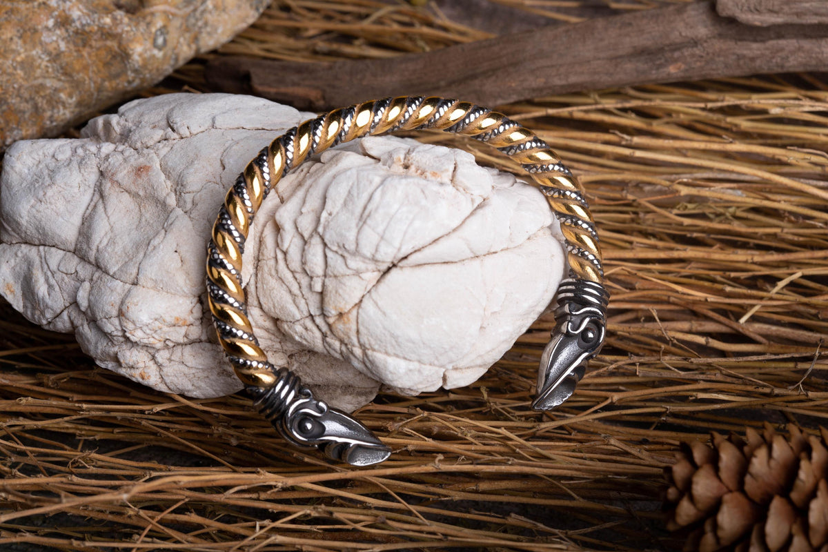 Viking Ring - Bronze Viking Dragon Knot Bracelet or Torc in the Mammen Art Style - Jewelry for Men