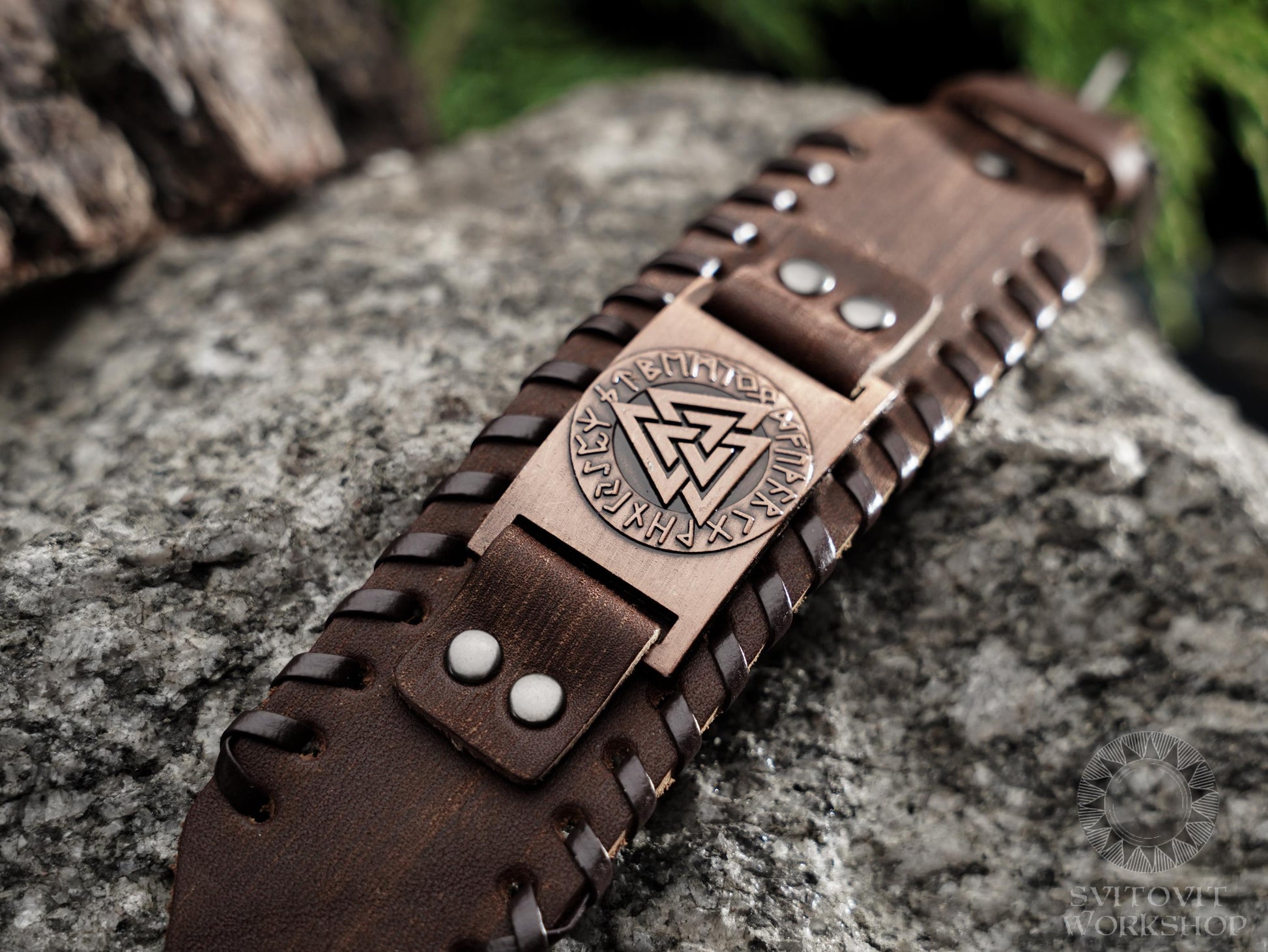 Viking Bracelet - Viking compass leather bracelet for men Norse pagan cuff bracelets Nordic jewelry