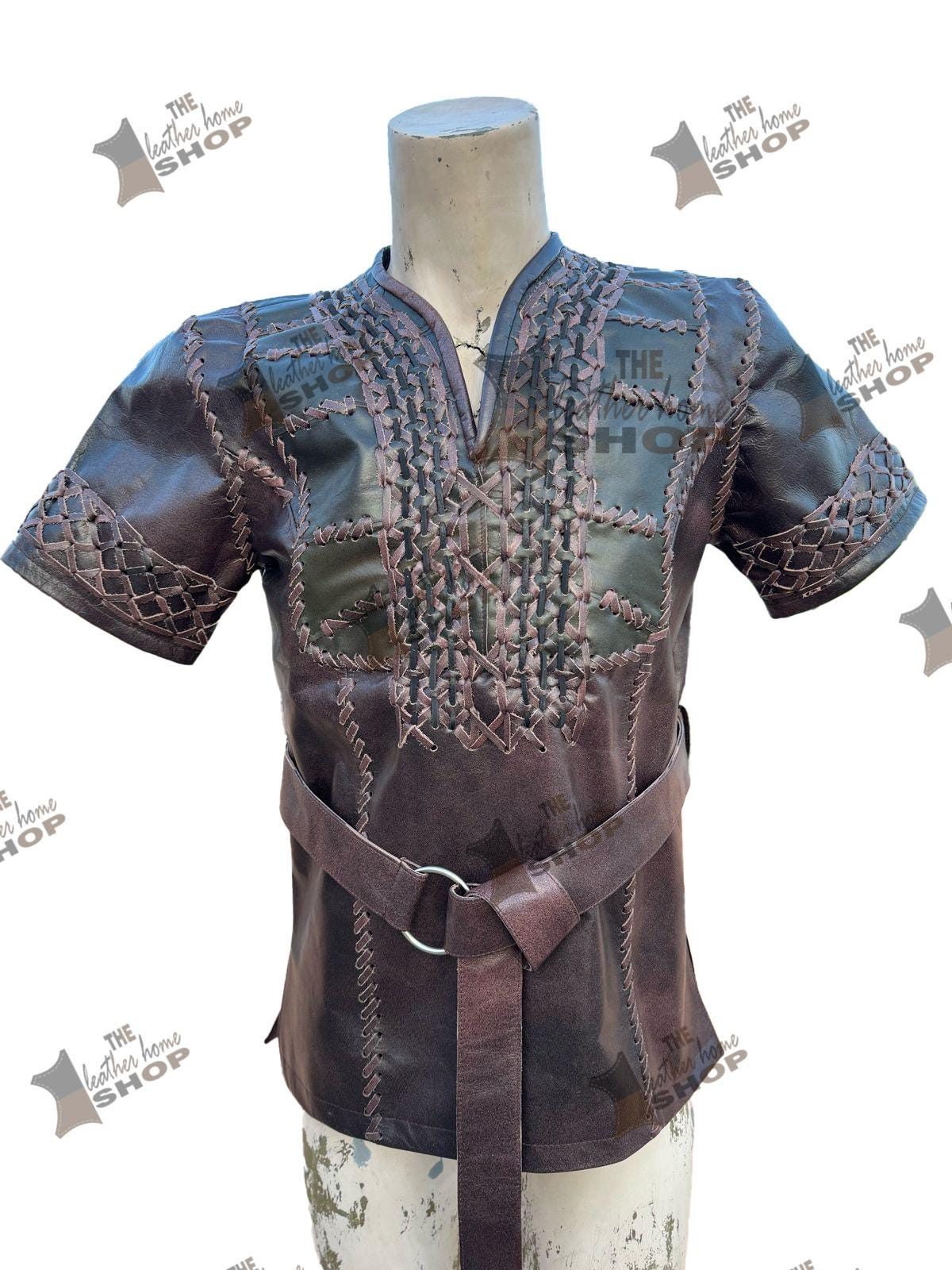 Viking Jacket - Viking Leather Vest Fur Collar Armor Medieval Norse Warrior Costume LARP Leather