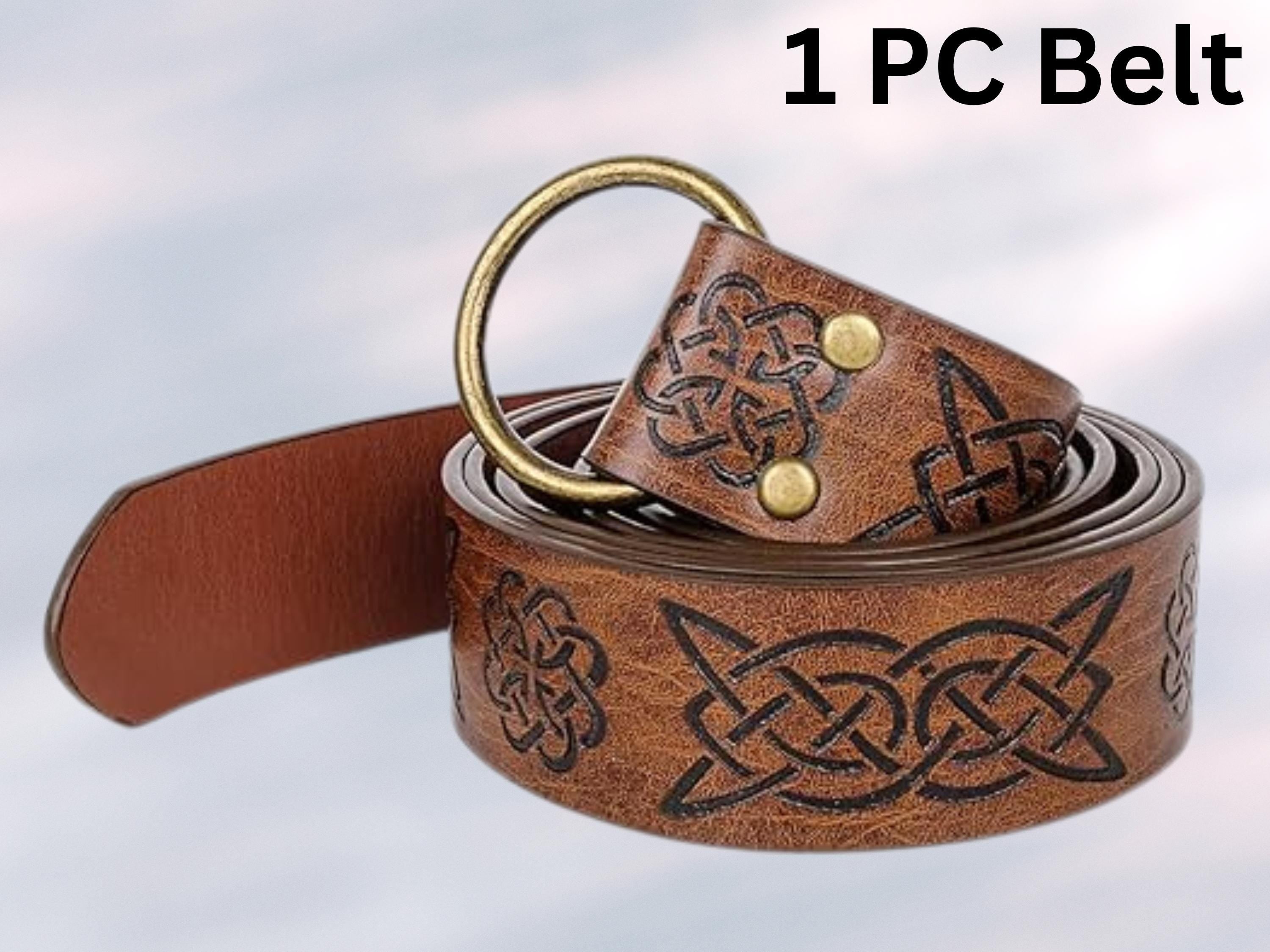 Viking Costume & LARP - Medieval Leather Bracer, Belt and Pouch for Halloween Cosplay, Viking