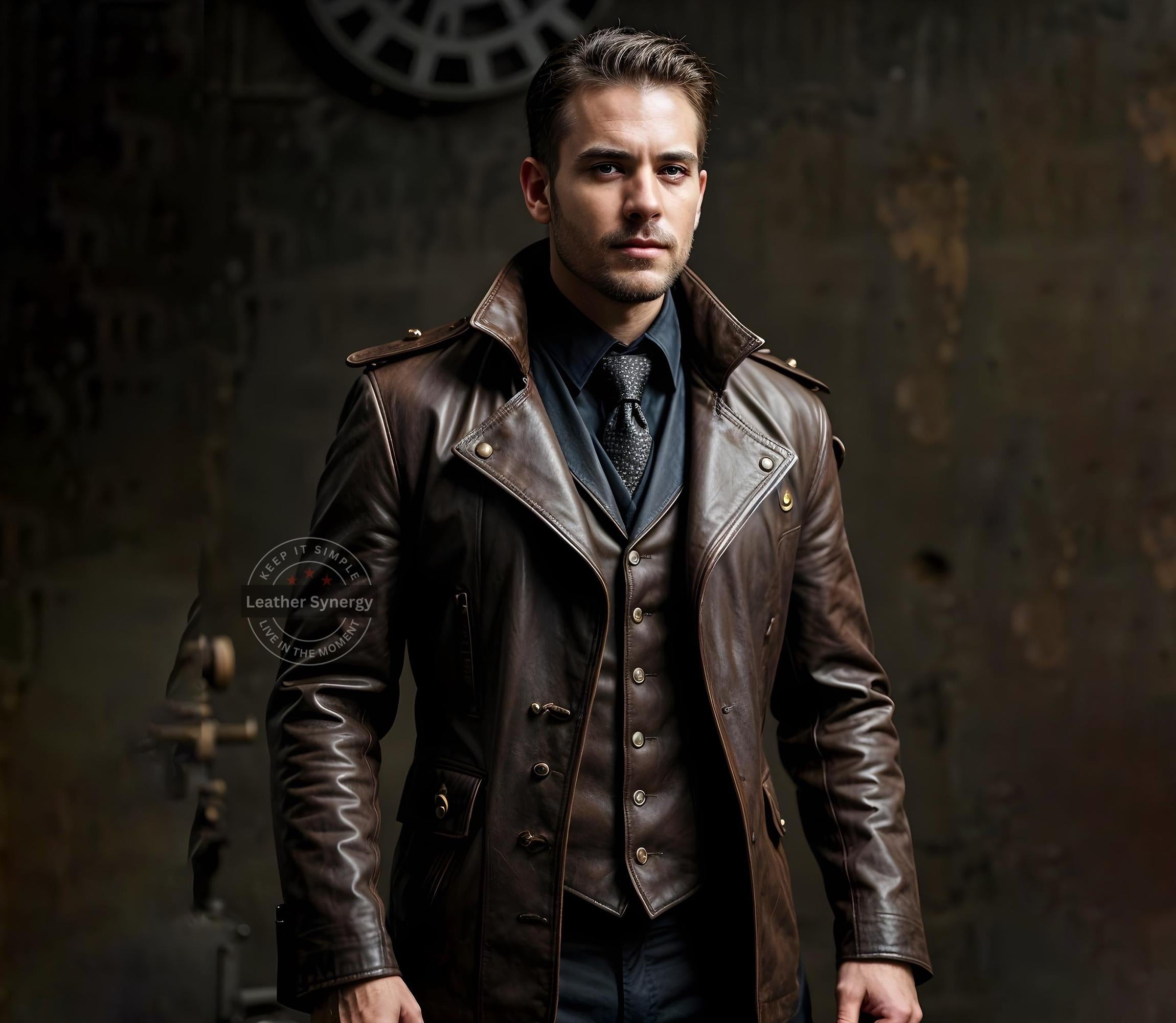 Viking Jacket - Handmade Viking Leather Jacket for Men Norse Warrior Fur Collar Coat, Medieval