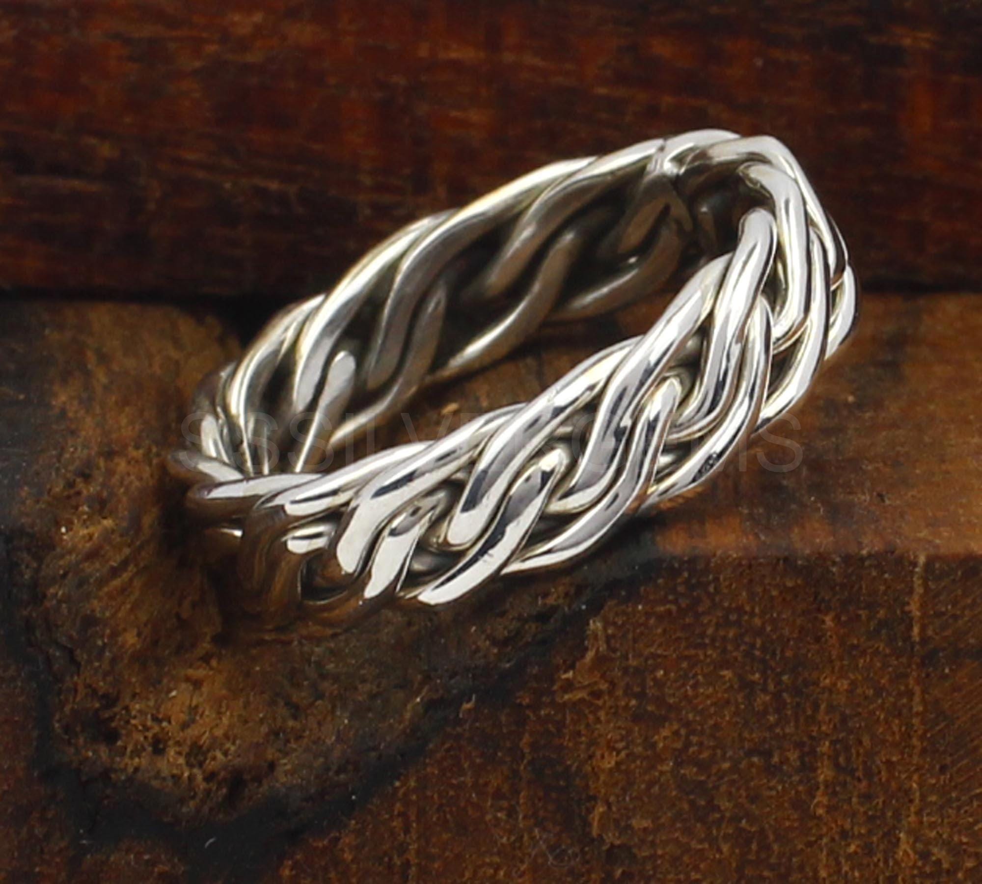Viking Raven Ring - Silver Raven Celtic Knot Ring, Oxidized Viking Band, Norse Gothic Jewelry