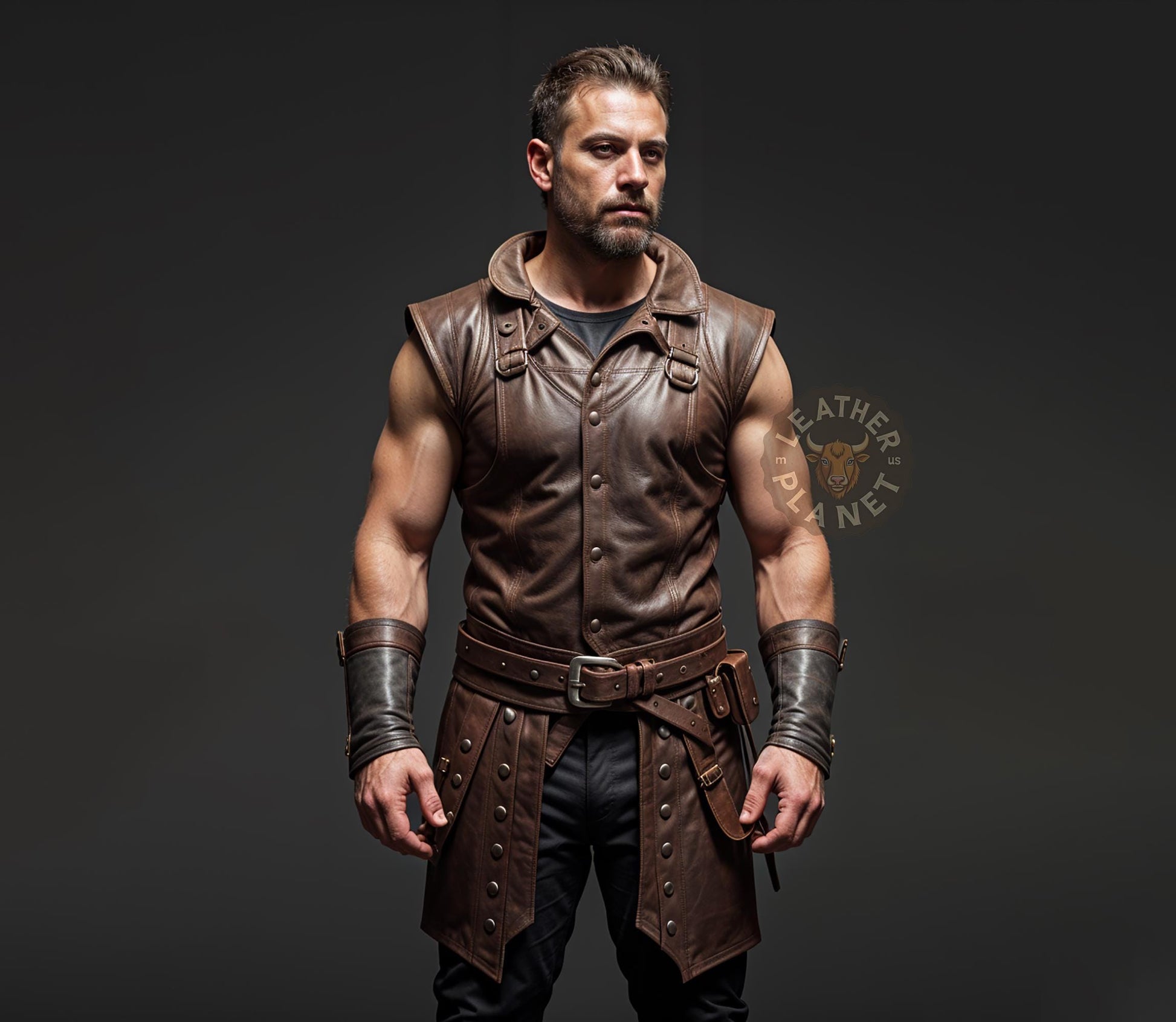 Viking Jacket - Viking Leather Vest Fur Collar Armor Medieval Norse Warrior Costume LARP Leather