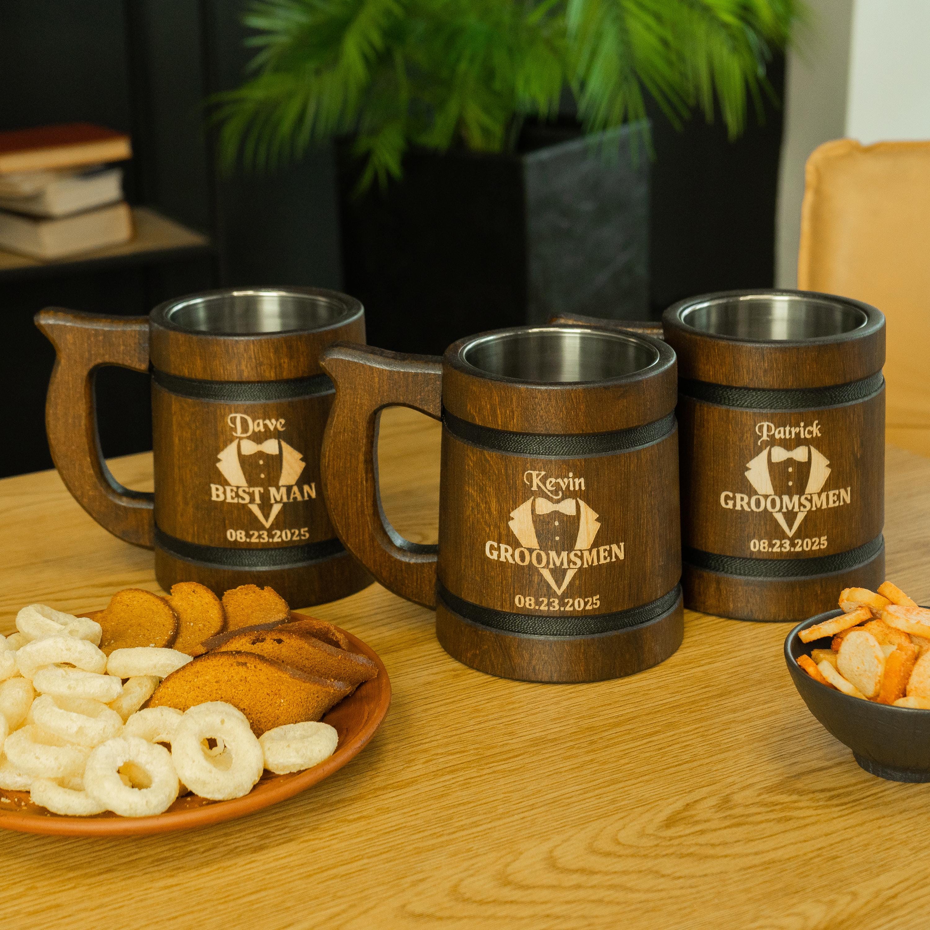 Viking Home Decor - Pack of 8 Handmade Viking Large Horn Mugs, Medieval Tankards, Ale Mead Beer
