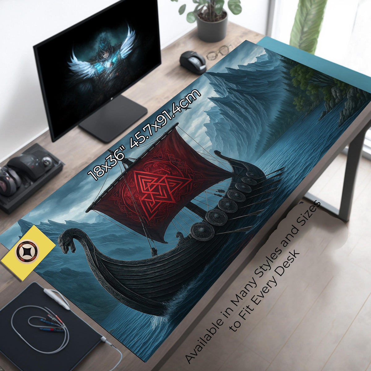 Viking Rune Leather Accessory - Personalized Norse Mythology Desk Mat, Ethnic Norse Name In Viking