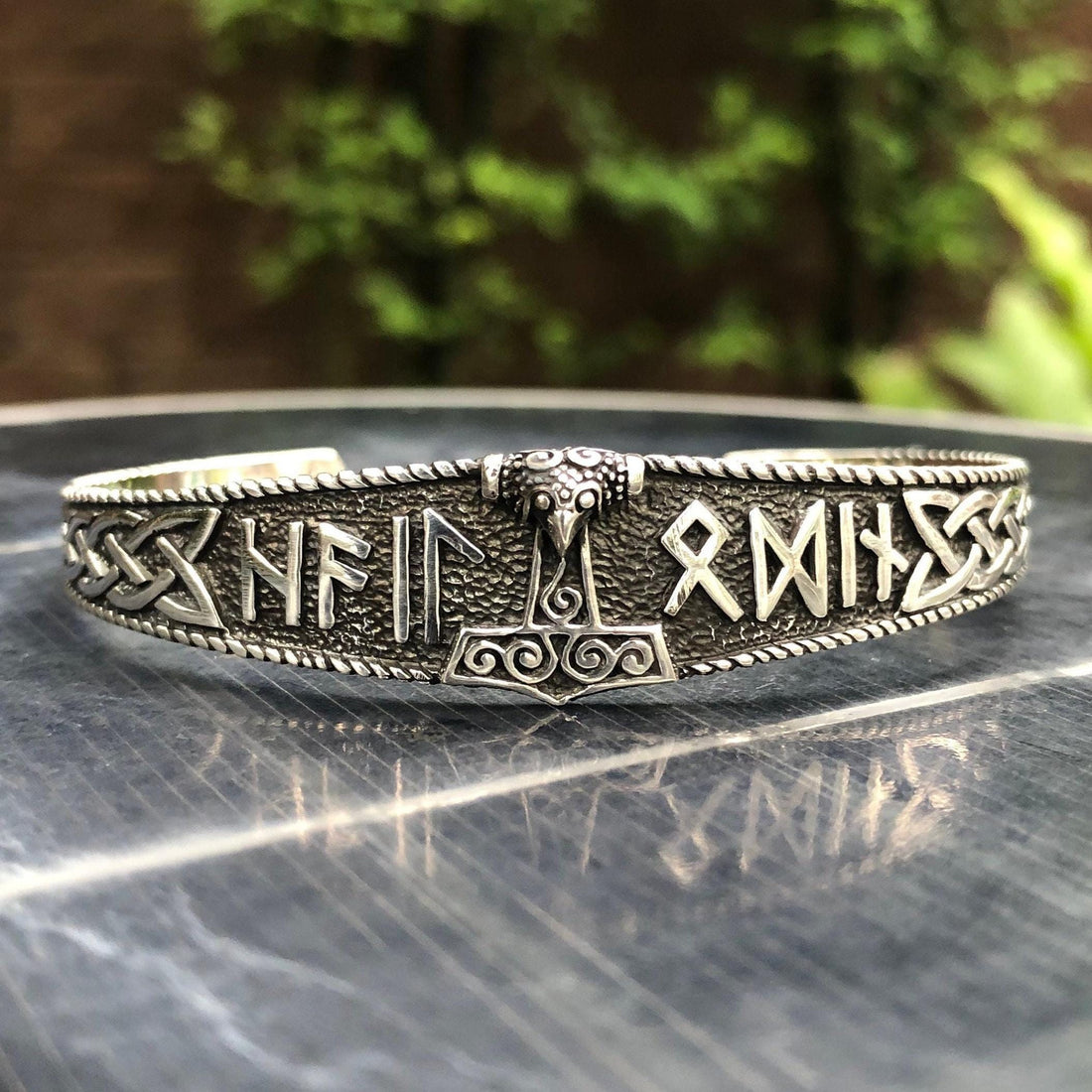 Viking Thor's Hammer Bracelet - Handcrafted 925 Sterling Silver Thor's Hammer Viking Mjolnir Celtic