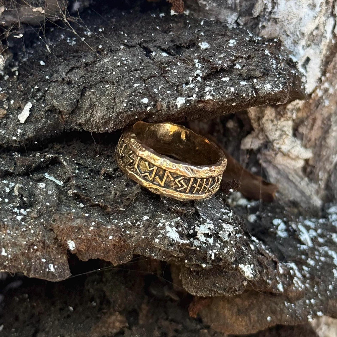 Viking Rune Ring - Hammered Viking Rune Ring. Elder Futhark Rune Band. Norse Alphabet Ring