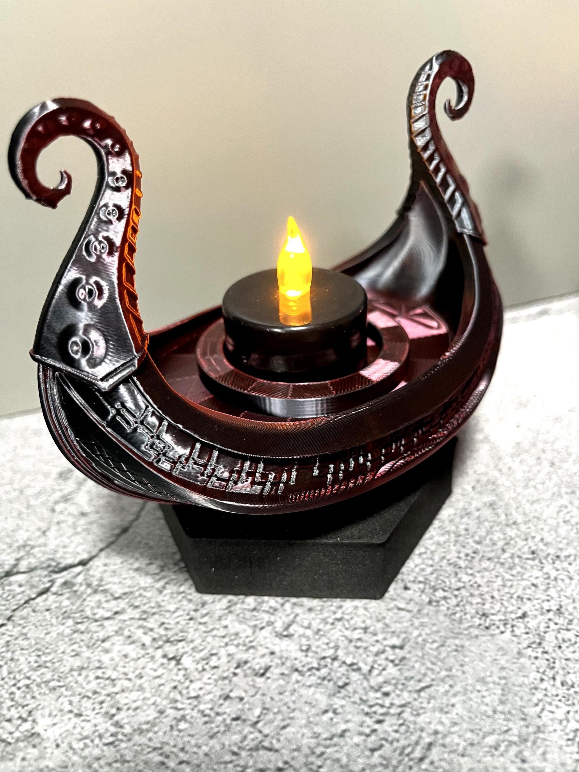 Viking Longship Home Decor - Viking Longship Tealight Holder: Kraken Design, Nordic Decor