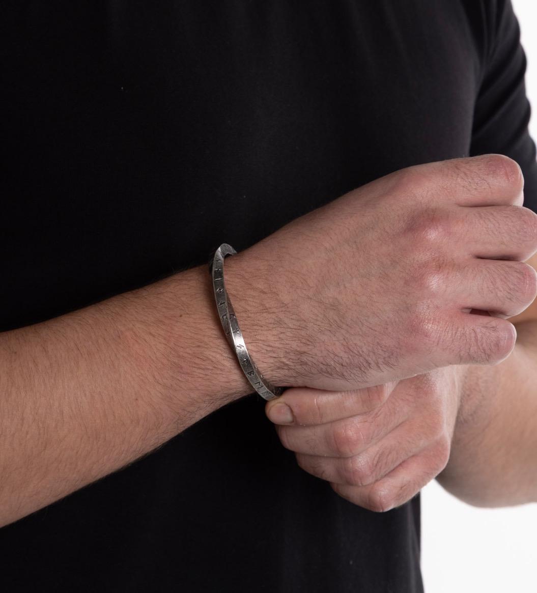 Viking Rune Bracelet - Vintage Viking Rune Bracelet, Norse Rune Mens Cuff – Nordic Bangle Pagan