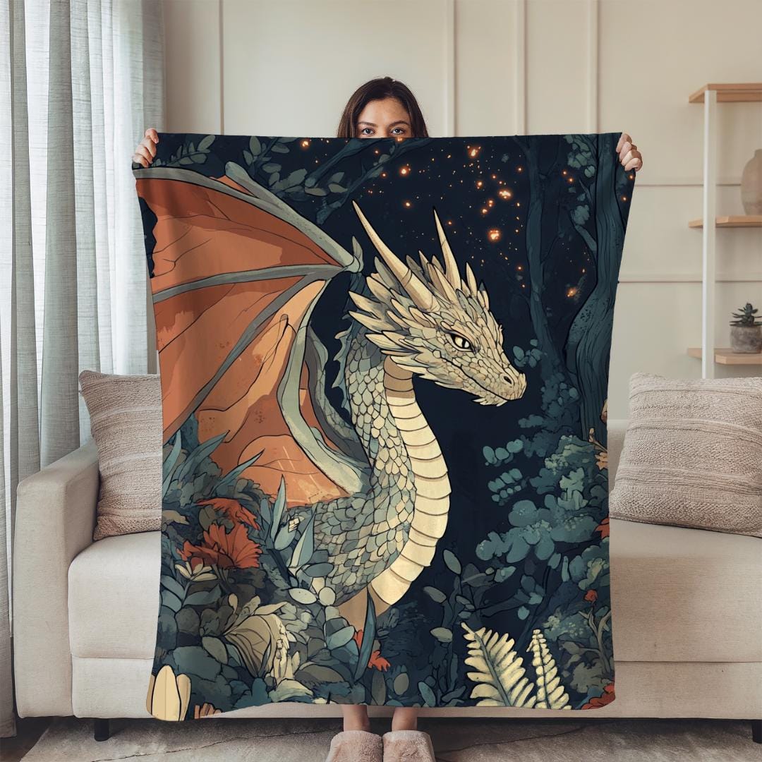 Viking Blanket - Scandinavian Aesthetic Viking Dragon Sherpa/Velvet Blanket - Unique Gift for